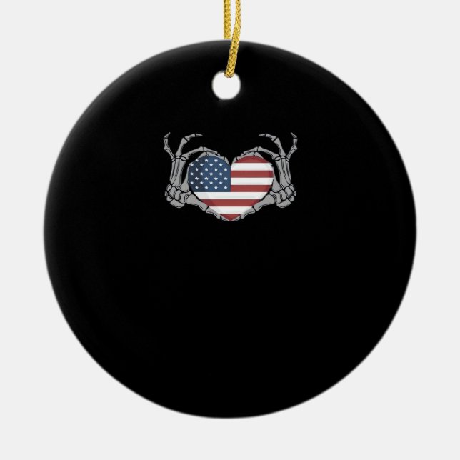 American Flag Heart Fitted Ceramic Ornament (Front)