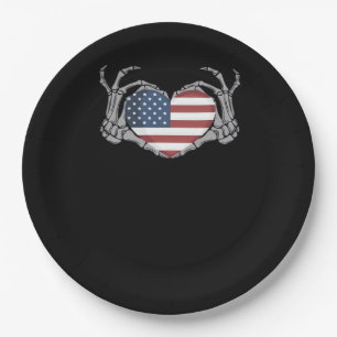 American Flag Heart Fitted Paper Plate