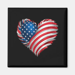 American Flag Heart For Independence Day On 4th Of Magnet