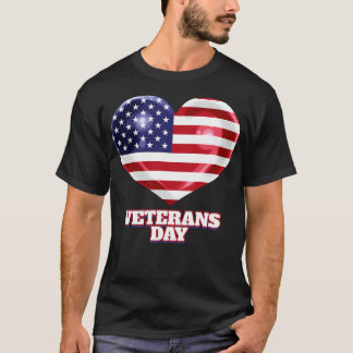 American Flag Heart For Veterans Day T-Shirt