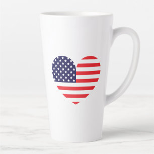 American Flag Heart Latte Mug