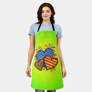 American Flag Heart Leopard Sublimation-64210 Apron