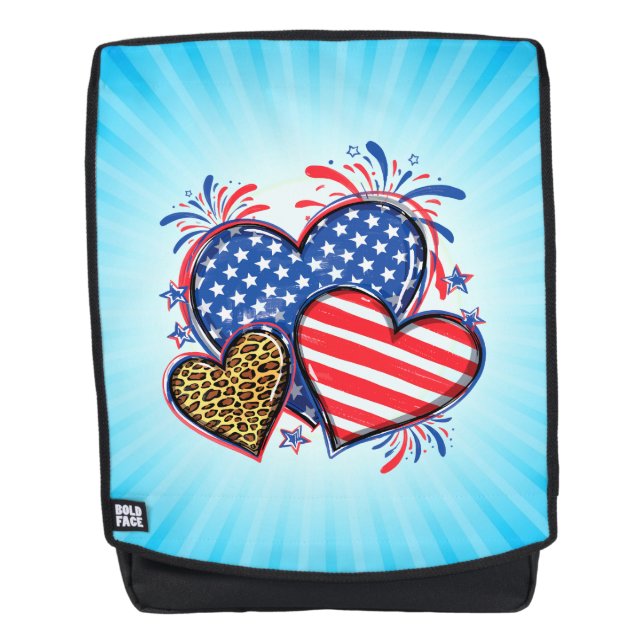 American Flag Heart Leopard Sublimation-64210 Backpack (Front)