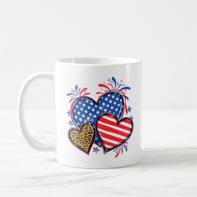 American Flag Heart Leopard Sublimation-64210 Coffee Mug (Left)