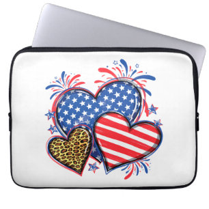 American Flag Heart Leopard Sublimation-64210 Laptop Sleeve