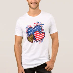 American Flag Heart Leopard Sublimation-64210 Tri-Blend Shirt