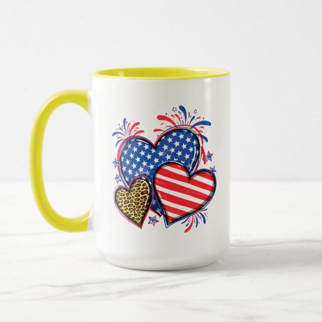 American Flag Heart Leopard Sublimation Mug (Left)