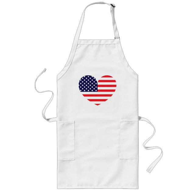 American Flag Heart Long Apron (Front)