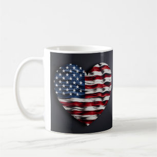 American flag heart mug