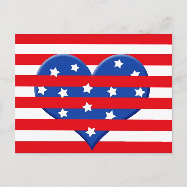 American flag heart postcard (Front)