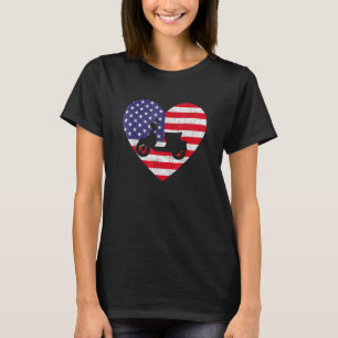 American Flag Heart Scooters 4th Of July Usa Patri T-Shirt