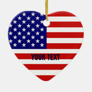 American Flag Heart Shape Christmas Ornament