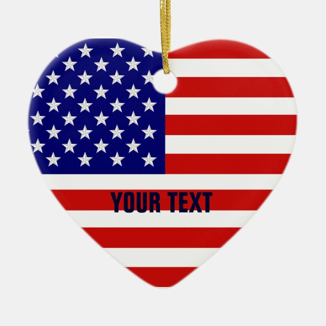 American Flag Heart Shape Christmas Ornament (Front)