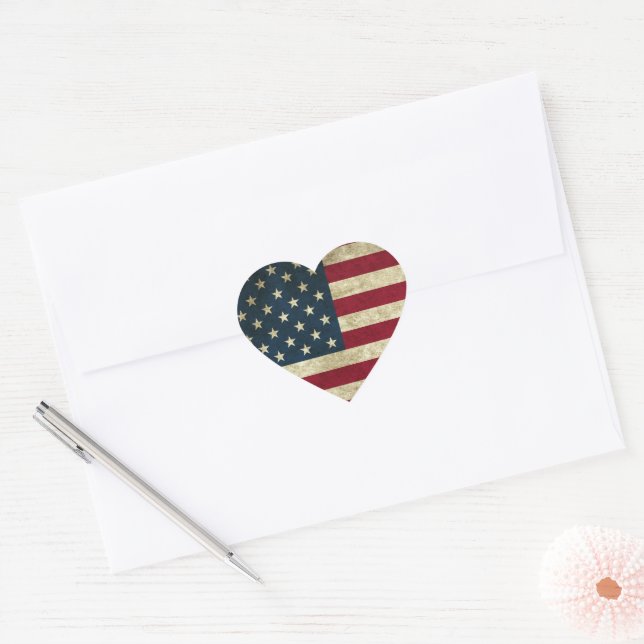 American Flag Heart Sticker (Envelope)