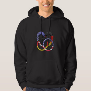 American Flag Heart Wedding Rings Marriage Germany Hoodie