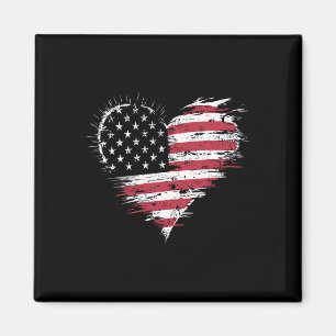 American Flag Heart Women Men Kids 4th Of July Pat Magnet