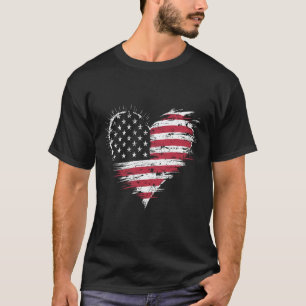 American Flag Heart Women Men Kids 4th Of July Pat T-Shirt