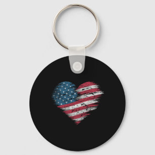 American Flag Heart Women Men Kids Patriotic 4th O Key Ring