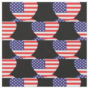 American Flag Hearts Patriotic 4th of July Fabric