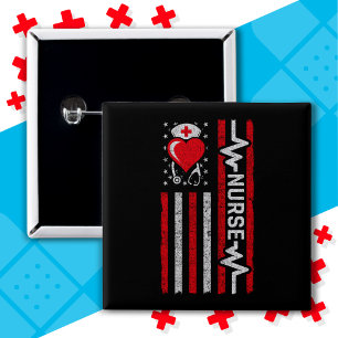 American Flag Hero Heart Life Nurse Appreciation 15 Cm Square Badge