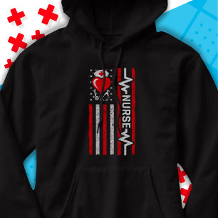 American Flag Hero Heart Life Nurse Appreciation Hoodie