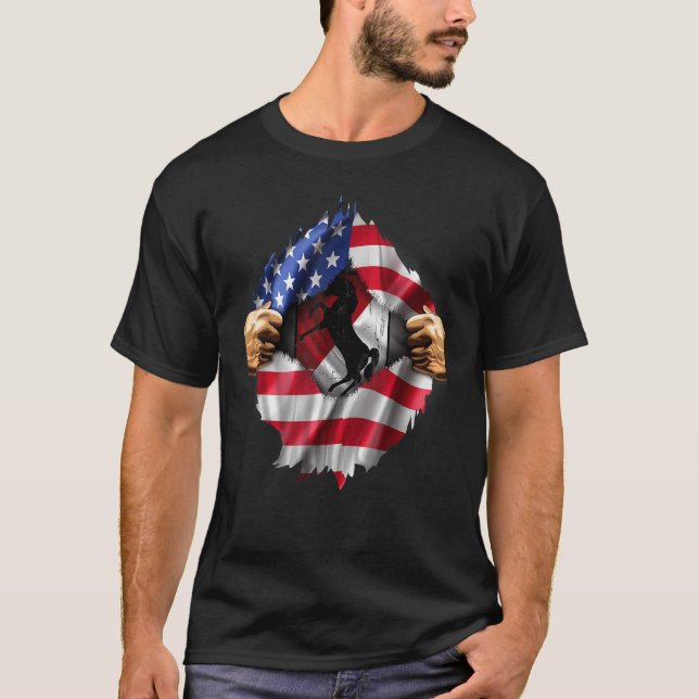 American Flag Hidden 11th Armoured Cavalry Regimen T-Shirt (Front)