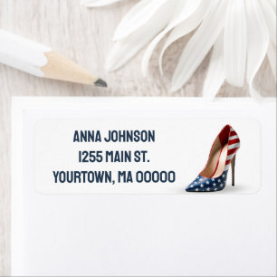 American Flag High Heel Shoe Return Address Label
