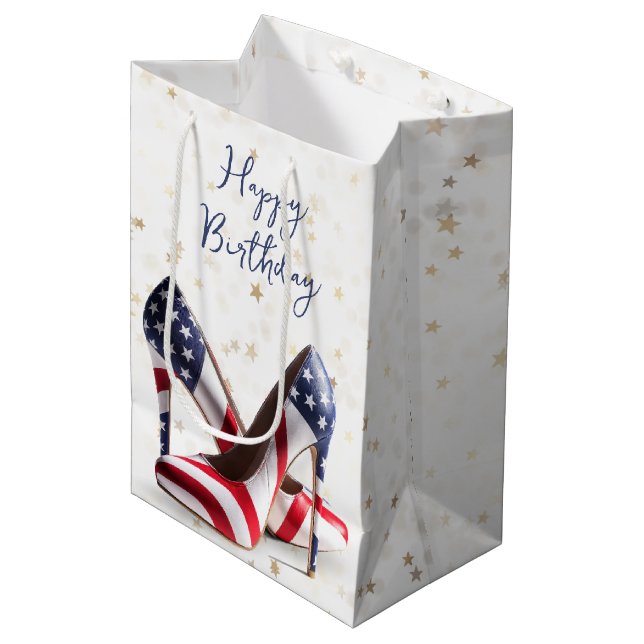 American Flag High Heel Shoes Medium Gift Bag (Front Angled)