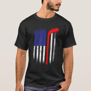 American Flag Hockey 4th Of July Cool Sport Memori T-Shirt