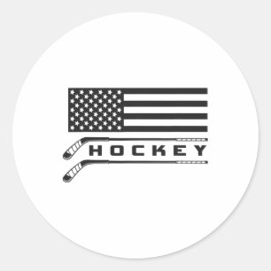 American Flag Hockey Apparel - Hockey Classic Round Sticker