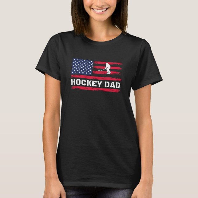 American Flag Hockey Dad Father's Day T-Shirt (Front)