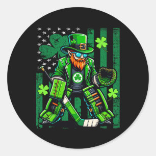 American Flag Hockey Goalie Saint Patrick's Day Sh Classic Round Sticker