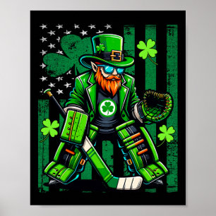 American Flag Hockey Goalie Saint Patrick's Day Sh Poster