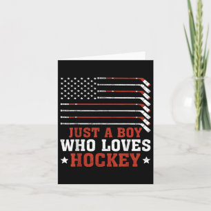 American Flag Hockey Lover Boys Kids Son Just A Bo Card