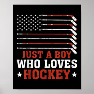 American Flag Hockey Lover Boys Kids Son Just A Bo Poster