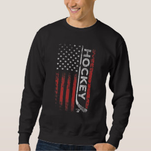 American Flag Hockey Patriotic Hockey Stick Flag V Sweatshirt
