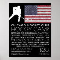 American Flag, Hockey Player, Camp Advertising
