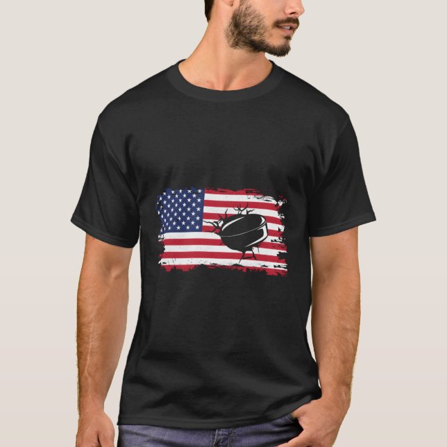 American Flag Hockey T-Shirt (Front)