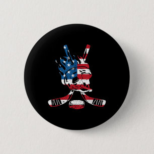 American Flag Hockey T-shirt_1.png 6 Cm Round Badge