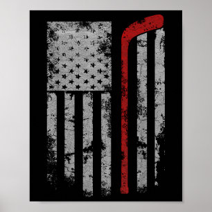 American Flag Hockey Team Gift Hockey Dad Mum T-sh Poster