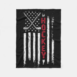 American Flag Hockey Usa Patriotic Fleece Blanket