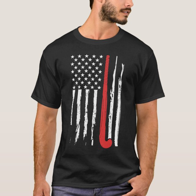 American Flag Hockey USA Patriotic Frisbee 4th Of  T-Shirt (Front)