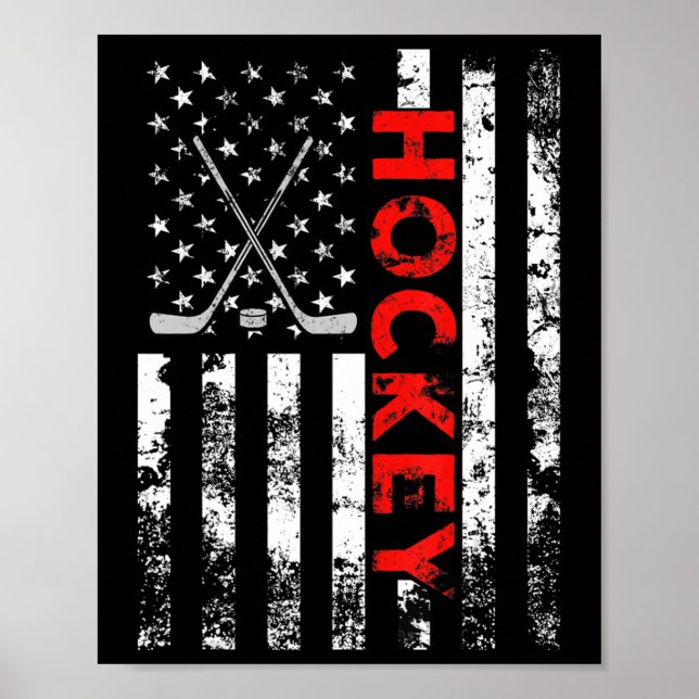 American Flag Hockey USA Patriotic Gift   Poster (Front)