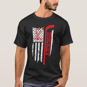 American Flag Hockey Usa Patriotic  Mum Hockey T-Shirt