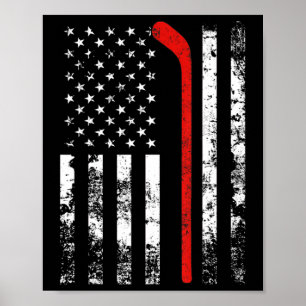 American Flag Hockey USA Patriotic  Poster