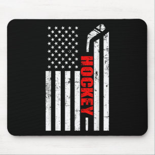 American Flag Hockey Usa Patriotic Shirt Boys Men Mouse Pad