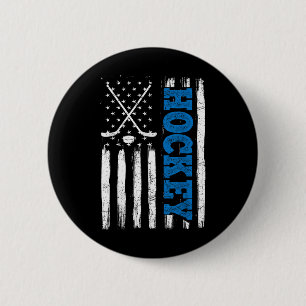American Flag Hockey Usa Patriotic Shirt Hockey Lo 6 Cm Round Badge