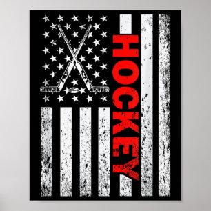American Flag Hockey Usa Patriotic T-shirt For Wom Poster