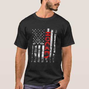 American Flag Hockey Vintage Patriotic Hockey Play T-Shirt