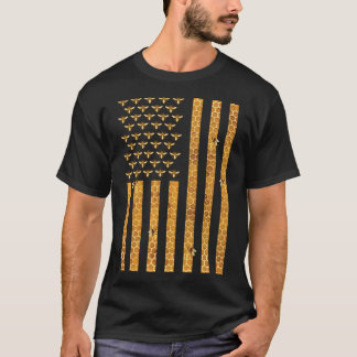 American Flag Honeycomb Beekeeper - Dressedforduty T-Shirt